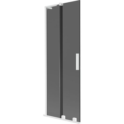 Mexen Velar L, 2-křídlová posuvná vanová zástěna 75 x 150 cm, 8mm šedé sklo, bílá matná, 896-075-003-41-20