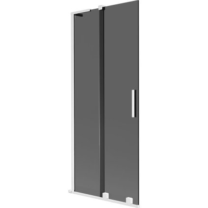 Mexen Velar L, 2-křídlová posuvná vanová zástěna 85 x 150 cm, 8mm šedé sklo, bílá matná, 896-085-003-41-20
