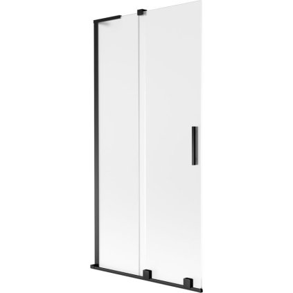 Mexen Velar L, 2-křídlová posuvná vanová zástěna 90 x 150 cm, 8mm sklo námraza, černá matná, 896-090-003-31-70