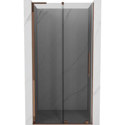 Mexen Velar L, posuvné sprchové dveře do otvoru 90 cm, 8mm šedé sklo, růžové zlato, 871-090-003-41-60