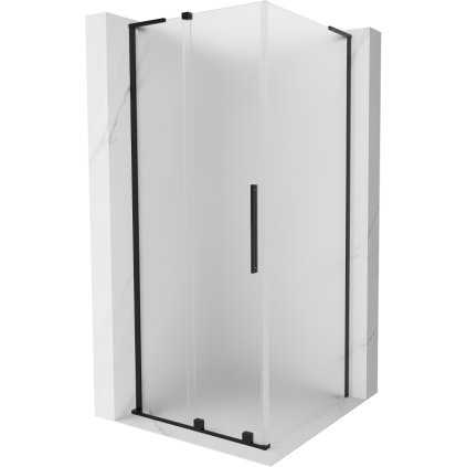 Mexen Velar L, sprchový kout s posuvnými dveřmi 100 x 100 cm, 8mm sklo námraza, černá matná, 871-100-100-33-70