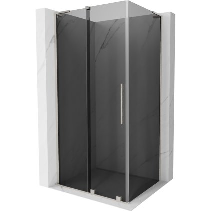 Mexen Velar L, sprchový kout s posuvnými dveřmi 100 x 75 cm, 8mm šedé sklo, broušená ocel, 871-100-075-43-97