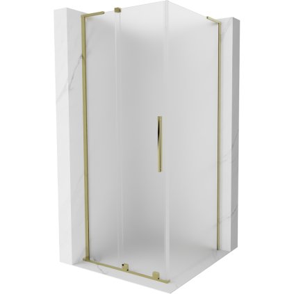 Mexen Velar L, sprchový kout s posuvnými dveřmi 110 x 110 cm, 8mm sklo námraza, zlatá lesklá, 871-110-110-33-50