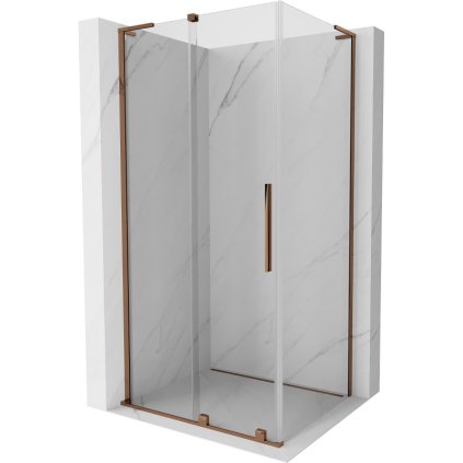 505078 mexen velar l sprchovy kut s posuvnymi dverami 90 x 70 cm 8mm cire sklo ruzove zlato 871 090 070 03 60