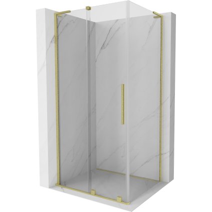 Mexen Velar L, sprchový kout s posuvnými dveřmi 90 x 80 cm, 8mm čiré sklo, zlatá matná, 871-090-080-03-55