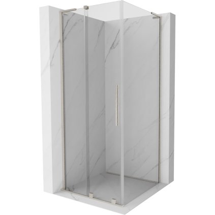 Mexen Velar L, sprchový kout s posuvnými dveřmi 90 x 90 cm, 8mm čiré sklo, broušená ocel, 871-090-090-03-97
