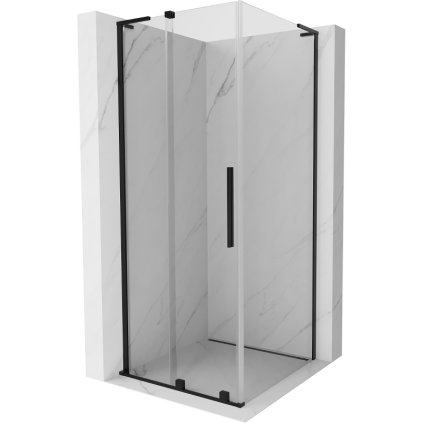 Mexen Velar L, sprchový kout s posuvnými dveřmi 90 x 90 cm, 8mm čiré sklo, černá matná, 871-090-090-03-70
