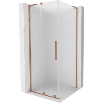 506146 2 mexen velar l sprchovy kut s posuvnymi dverami 90 x 90 cm 8mm sklo namraza medena matna 871 090 090 33 65
