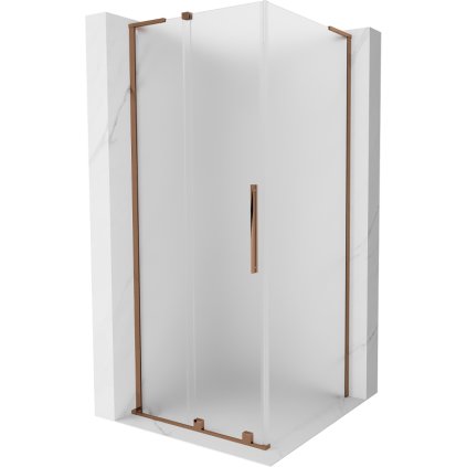 506050 mexen velar l sprchovy kut s posuvnymi dverami 90 x 90 cm 8mm sklo namraza ruzove zlato 871 090 090 33 60