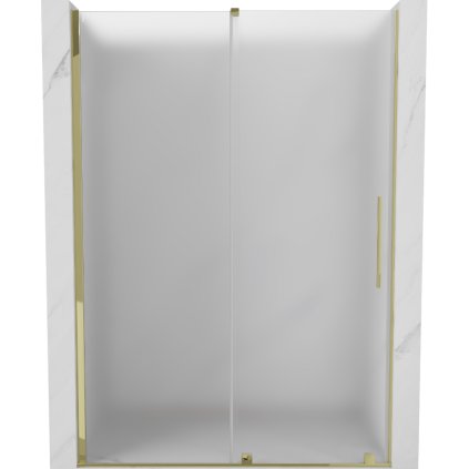 Mexen Velar, posuvné sprchové dveře do otvoru 130 cm, 8mm sklo námraza, zlatá lesklá, 871-130-000-31-50