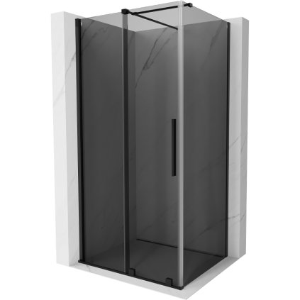 Mexen Velar, sprchový kout s posuvnými dveřmi 100 x 75 cm, 8mm šedé sklo, černá matná, 871-100-075-41-70