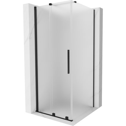 Mexen Velar, sprchový kout s posuvnými dveřmi 110 x 110 cm, 8mm sklo námraza, černá matná, 871-110-110-31-70