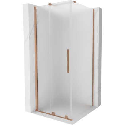 Mexen Velar, sprchový kout s posuvnými dveřmi 110 x 110 cm, 8mm sklo námraza, měděná matná, 871-110-110-31-65