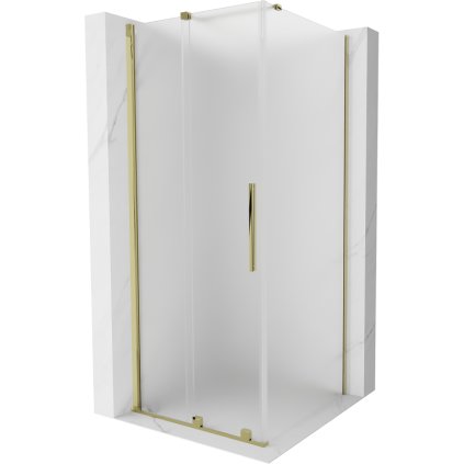 Mexen Velar, sprchový kout s posuvnými dveřmi 110 x 110 cm, 8mm sklo námraza, zlatá lesklá, 871-110-110-31-50