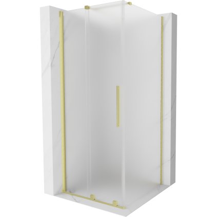 Mexen Velar, sprchový kout s posuvnými dveřmi 110 x 110 cm, 8mm sklo námraza, zlatá matná, 871-110-110-31-55