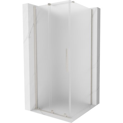 Mexen Velar, sprchový kout s posuvnými dveřmi 90 x 90 cm, 8mm sklo námraza, broušená ocel, 871-090-090-31-97