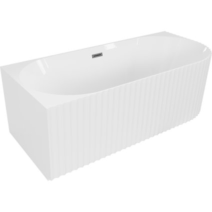 Mexen Gia, volně stojící rohová vana, drážkovaná, levá, 170 x 80 cm, bílá lesklá, grafitová matná, 52701708000L-95