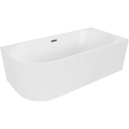 Mexen Gia, volně stojící rohová vana, drážkovaná, pravá, 170 x 80 cm, bílá matná, grafitová matná, 52701708001P-95