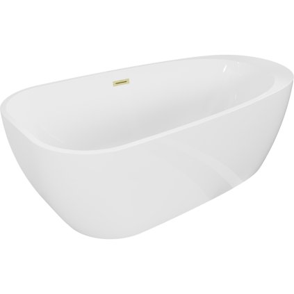 Mexen Giada, volně stojící vana 170 x 90 cm, bílá lesklá, zlatý matný přepad, 52741709000-55
