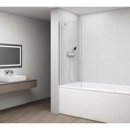 Polysan, FISA vanová zástěna 800x1500mm, chrom, čiré sklo, FS1082-C