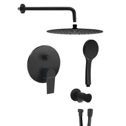 Sapho, KAI podomítková sprchová souprava s pákovou baterií, 2 výstupy, černá, KA42/15-01