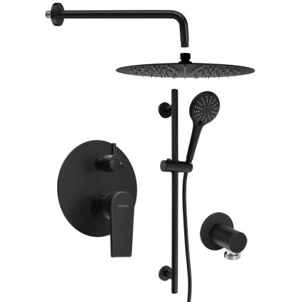Sapho, KAI podomítkový sprchový set s pákovou baterií, otočný přepínač, 2 výstupy, černá matná, KA43/15-02