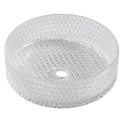 Sapho, MARAGUA gravírované skleněné umyvadlo na desku Ø 39,5 cm, čiré sklo, TY214CL