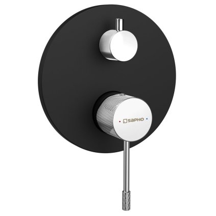Sapho, SOLARIS podomítková sprchová baterie, 2 výstupy, černá mat/chrom, WD042BC