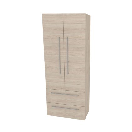 593914 mereo mereo bino kupelnova skrinka vysoka 163 cm dvojita multidecor light rock hickory mer cn699lrh1