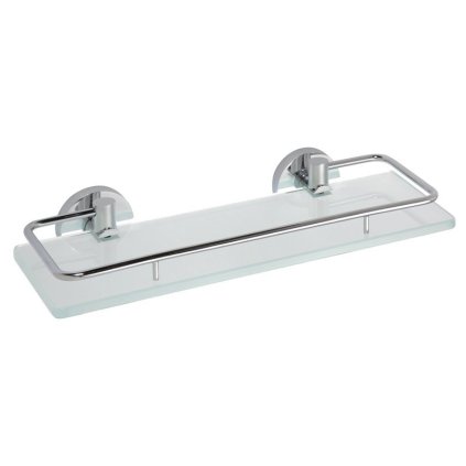 Sapho, X-ROUND E polička skleněná s výklopnou hrazdou 300x130mm, mléčné sklo, chrom, XR607