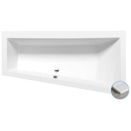 Polysan, ANDRA R SLIM asymetrická vana 180x90x45cm, bílá, 78771S