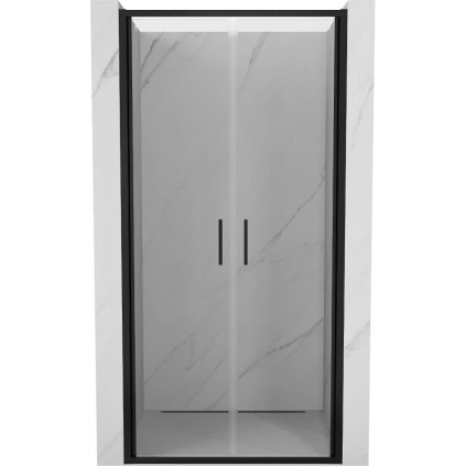 Mexen Exo, dvoukřídlé sprchové dveře 100x200 cm, 6mm čiré sklo, černý profil, 814-100-000-70-00