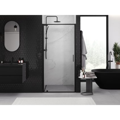 535180 mexen exo 1 kridlove sprchove dvere do otvoru 90 cm 6mm cire sklo cierny profil 8181 090 000 70 00