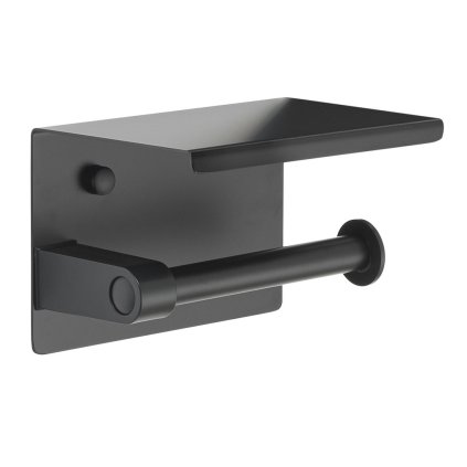 Gedy, Držák toaletního papíru s poličkou, černá matná, 283914