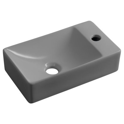 Sapho, MARGITHA keramické umyvadlo 38x22cm, otvor pro baterii vpravo, šedá, MGT3822GR