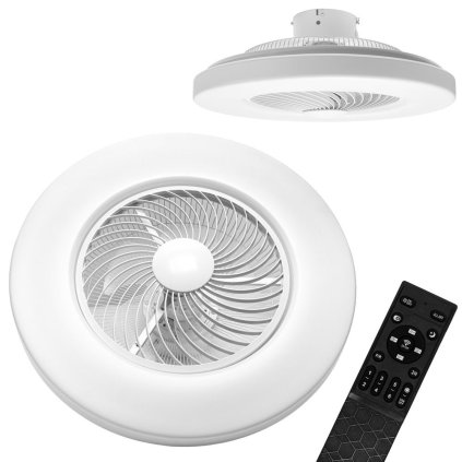 Toolight, LED stropní svítidlo s ventilátorem + dálkové ovládání APP1551-C, bílá, OSW-05180
