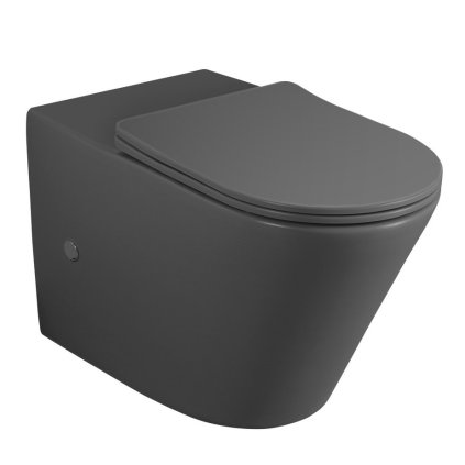 Sapho, PACO RIMLESS mísa pro kombi WC, spodní/zadní odpad, šedá mat, PC1012GR-111