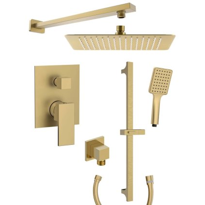 Sapho, CUBEMIX podomítková sprchová baterie, 2 výstupy, černá mat, CM042GB-02