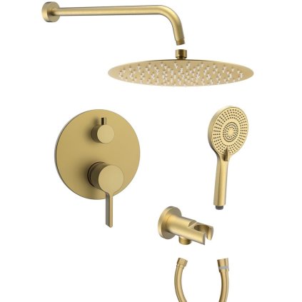 Sapho, ICONIC podomítková sprchová souprava s pákovou baterií, 2 výstupy, zlato mat, AF042GB-01