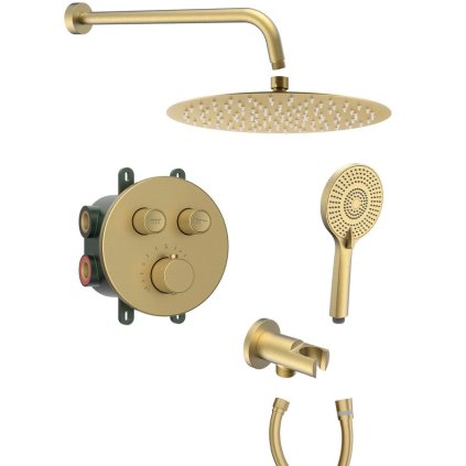 Sapho, SMART SELECT podomítková termostatická sprchová souprava, 2 výstupy, vystoupení, zlato mat, RP032GB-01