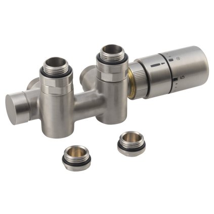 Sapho, TWIN COMBI připojovací sada ventilů termostatická pro střed. připojení, pravá, nerez mat, CP5510S