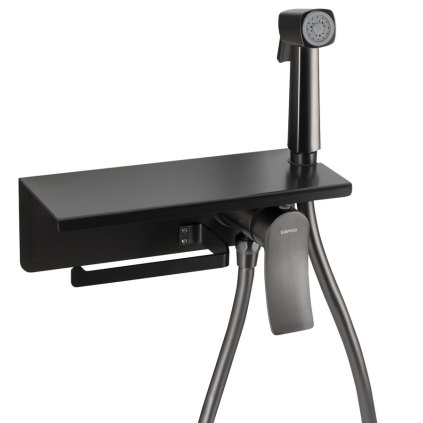 Sapho, Podomítková bidetová baterie se stop sprchou a držákem toaletního papíru, gun metal, TJ040GM