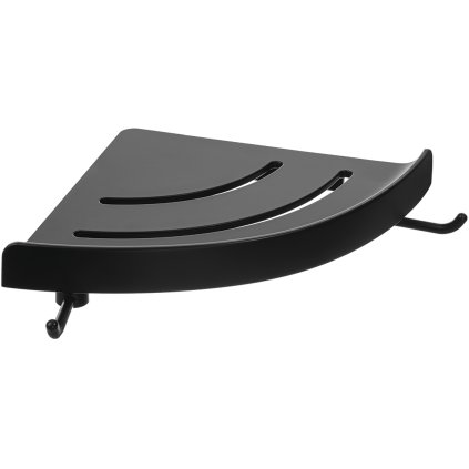 Kuchinox APO, rohová nástěnná polička s okrajem 244x244x48 mm, černá matná, LAV-AKA_704T