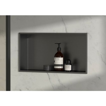 Polysan, INSERTA zapuštěná police do obkladu, 510x270mm, nerez ocel, gun metal, 1301-53B