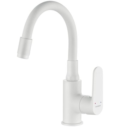 Kuchinox Dima, umyvadlová baterie s flexibilním výtokem h-280, bílá matná, LAV-BQD_621D