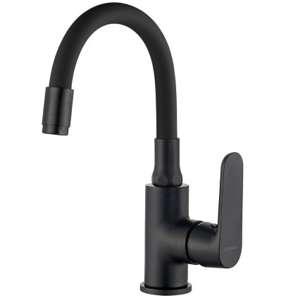 Kuchinox Dima, umyvadlová baterie s flexibilním výtokem h-280, černá matná, LAV-BQD_721D