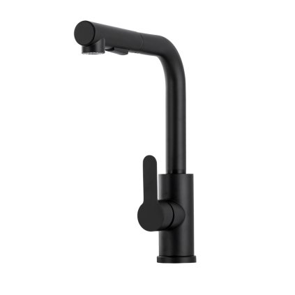 Gamma Side 2, stojánková dřezová baterie s výsuvným výtokem h-300, černá matná, GMA-BSE2-BK