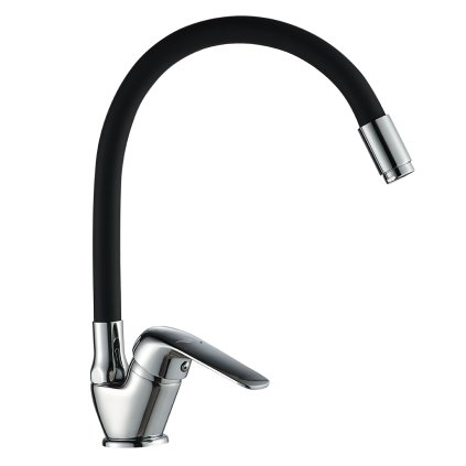 Kuchinox Elza, stojánková dřezová baterie s elastickým ramenem, černá-chromová, LAV-BKE_767D