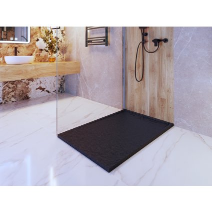 Erga Almac, SMC sprchová vanička 120 x 80 x 3 cm, černá matná, ERG-GMA-AL-80120BK