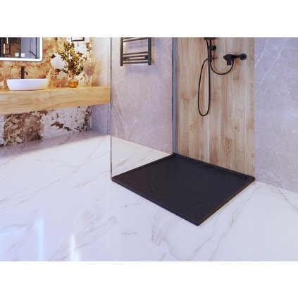 Erga Almac, SMC sprchová vanička 90 x 90 x 3 cm, černá matná, ERG-GMA-AL-9090BK